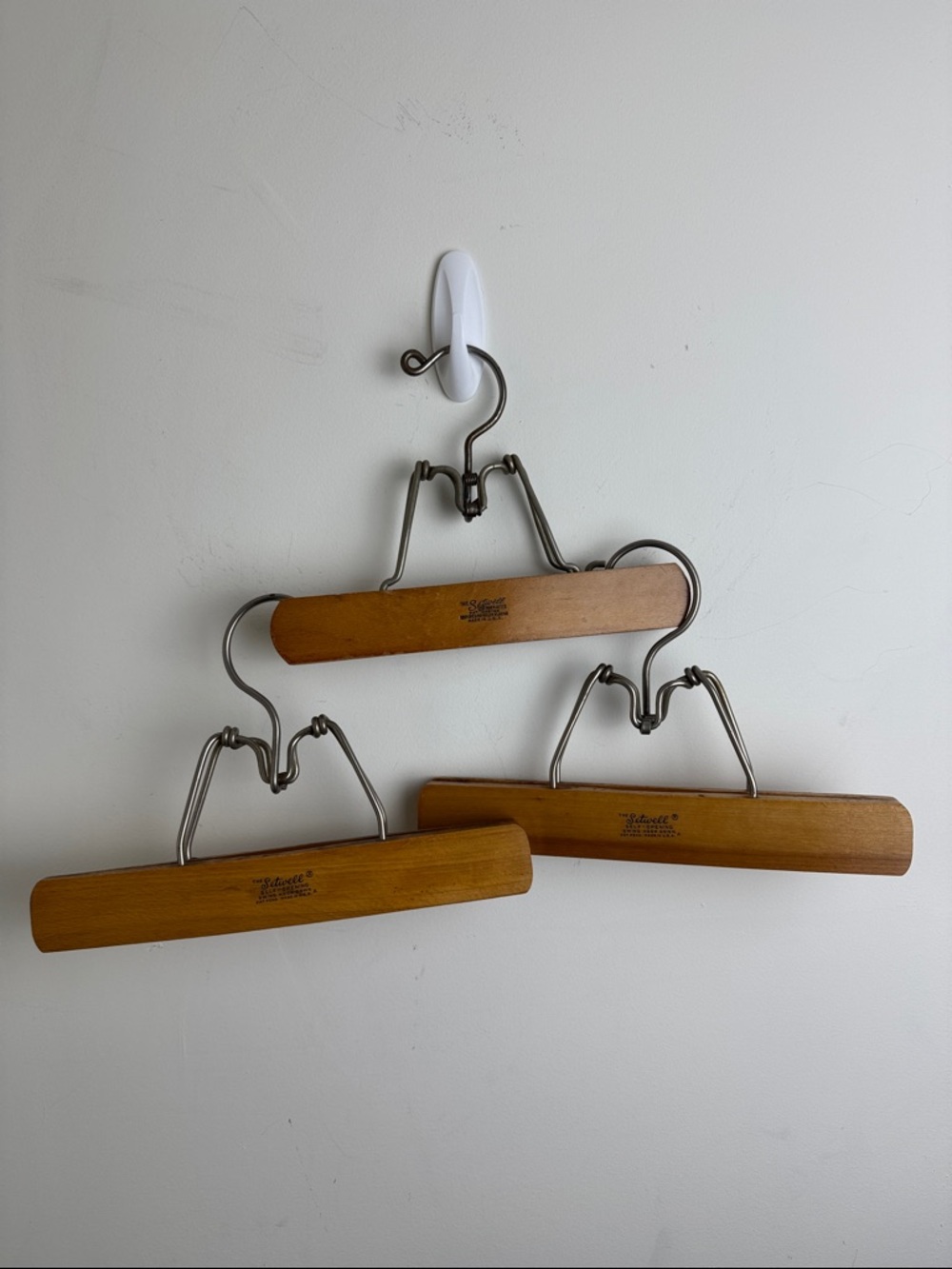Setwell Vintage Wooden Clamp Hangers Lot of 3